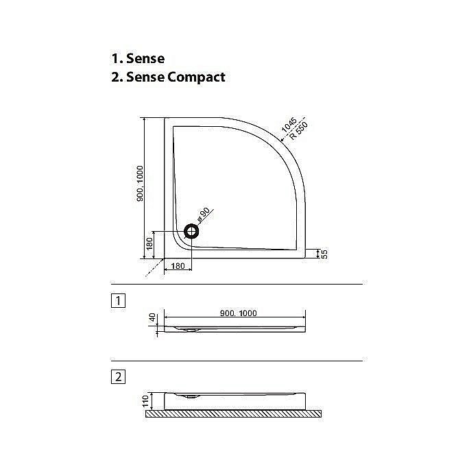 Душевой поддон Exellent SENSE 100х100 купить в интернет-магазине Sanbest